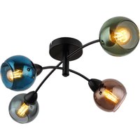 GLOBO Deckenleuchte ZARLONA 54047-4 bronze petrol mattschwarz Glas Metall B/H/L: ca. 76x24x50 cm E27 4 Brennstellen von Globo