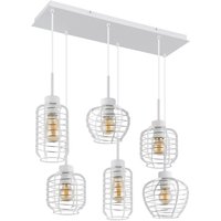 GLOBO Hängeleuchte weiß Chrom Metall Aluminium B/H/L: ca. 55x25x74 cm E27 6 Brennstellen von Globo