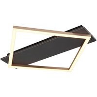 GLOBO LED-Deckenleuchte Opal champagner mattschwarz Metall Kunststoff MDF B/H/L: ca. 46,7x6x52 cm 1 Brennstellen von Globo