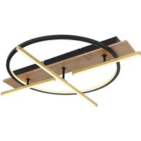 GLOBO LED-Deckenleuchte messing dunkelbraun schwarz Metall Aluminium MDF B/H/T: ca. 60x11,5x70 cm von Globo