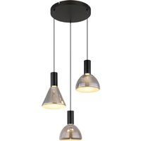 GLOBO LED-Pendelleuchte Rauch mattschwarz Metall Glas H/D: ca. 150x42 cm von Globo