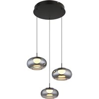 GLOBO LED-Pendelleuchte mattschwarz Rauch schwarz Metall Glas H/D: ca. 150x49 cm 1.0 Brennstellen von Globo