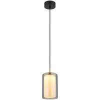 GLOBO LED-Pendelleuchte messing Rauch mattschwarz Glas Metall Aluminium H/D: ca. 150x18 cm von Globo