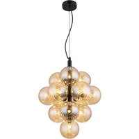 GLOBO LED-Pendelleuchte schwarz amber Glas Metall H/D: ca. 120x39,5 cm 13.0 Brennstellen von Globo