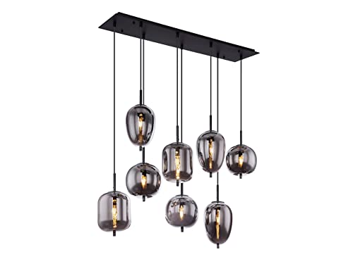 GLOBO Mehrflammige LED Rauchglas Balkenpendelleuchte, Metall schwarz matt von GLOBO