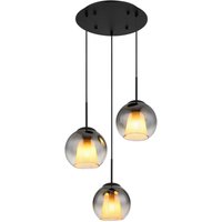 GLOBO Pendelleuchte BARRY 15749-3H Rauch schwarz Metall H/D: ca. 120x45 cm E27 3 Brennstellen von Globo