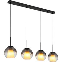 GLOBO Pendelleuchte BARRY 15749-4H Rauch schwarz Metall B/H/L: ca. 18x120x100 cm E27 4 Brennstellen von Globo