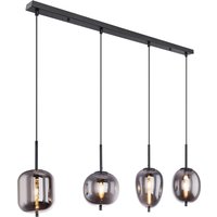 GLOBO Pendelleuchte BLACKY 15345-4 schwarz Metall Rauchglas B/H/L: ca. 18,5x120x100 cm E14 4 Brennstellen von Globo