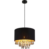 GLOBO Pendelleuchte COLETTA 15776H gold schwarz mattschwarz Kunststoff Metall Textil H/D: ca. 120x40 cm E27 1 Brennstellen von Globo