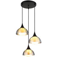 GLOBO Pendelleuchte EVA 30209308 schwarz Rauch Opal Textil Glas Metall H/D: ca. 120x39 cm G9 3 Brennstellen von Globo