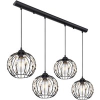 GLOBO Pendelleuchte HANAKO 16029-4H mattschwarz Metall B/H/L: ca. 20x120x80 cm E27 4 Brennstellen von Globo