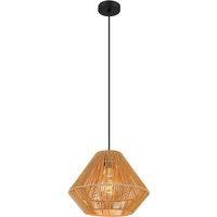 GLOBO Pendelleuchte schwarz natur Hanfseil Metall H/D: ca. 120x35 cm E27 1 Brennstellen von Globo