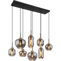 GLOBO Pendelleuchte schwarz natur Metall Hanfseil B/H/T: ca. 40x120x105 cm E27 8 Brennstellen von Globo