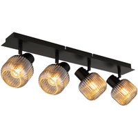 GLOBO Spot TOM 80500408 Rauch schwarz Glas Metall B/H/L: ca. 69,5x13,7x9,8 cm E14 4 Brennstellen von Globo