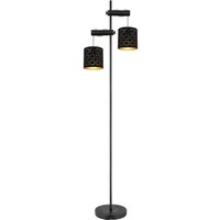 GLOBO Stehleuchte CLARKE 15229BS schwarz gold Metall Holz Textil B/H/T: ca. 41x150x23 cm von Globo