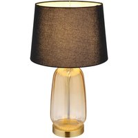 GLOBO Tischleuchte Classy 24142S amber schwarz Glas Textil H: ca. 52 cm E27 1 Brennstellen von Globo