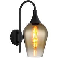 GLOBO Wandleuchte gold schwarz transparent Metall Glas B/H/T: ca. 15x36x23,5 cm E27 1 Brennstellen von Globo