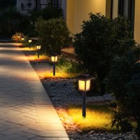 Gartendeko Lampen Solarlampen für Außen Garten led Terrassen Dekoration Solar, Erdspitz schwarz, 10x led, LxBxH 8x8x37, 6er Set von Globo