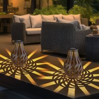 Globo - Gartendeko Laterne Solar Windlicht mit Bambusgeflecht zum Aufhängen oder Hinstellen, led warmweiß, DxH 27x17,5 cm, Garten Terrasse, 2er Set Globo - Gartendeko Laterne Solar Windlicht mit Bambusgeflecht zum Aufhängen oder Hinstellen, led warmweiß, DxH 27x17,5 cm, Garten Terrasse, 2er Set von Globo