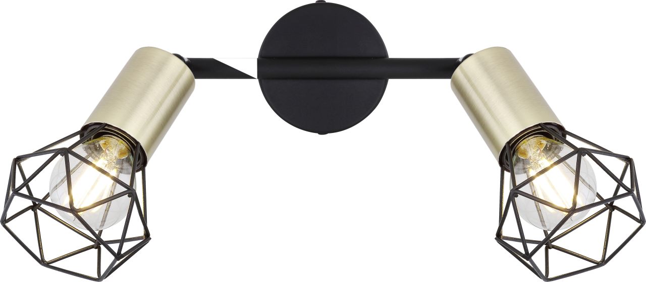 Globo 2er Spot Xara l schwarz-messing 22 x 8 cm E14, max.40 W von Globo