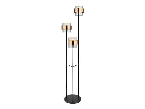 3-flammige Stehlampe MILLEY mit Rauchglas und Messingringe, Ø43cm 3-flammige Stehlampe MILLEY mit Rauchglas und Messingringe, Ø43cm von GLOBO