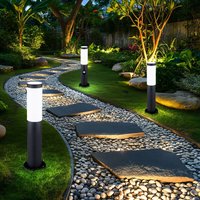 Außenlampe Außenleuchte Stehlampe Pollerleuchte Gartenlampe Wegeleuchte Garten, Bewegungsmelder IP44, Edelstahl anthrazit opal, E27 Fassungen, 3er Set von Globo