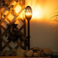 Globo - Außenlampe Chrom led Erdspieß Gartenlampen anthrazit Schalter mit usb Ladekabel Feuereffekt für Garten, 1x led Akku, DxH 10x70 cm von Globo