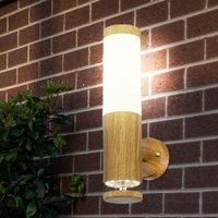 Außenlampe Wandleuchte Aussen Edelstahl led Balkon Aussenleuchte Wand, Holz Optik mit Deko led, 1x E27, BxH 8,5 x 35 cm von Globo