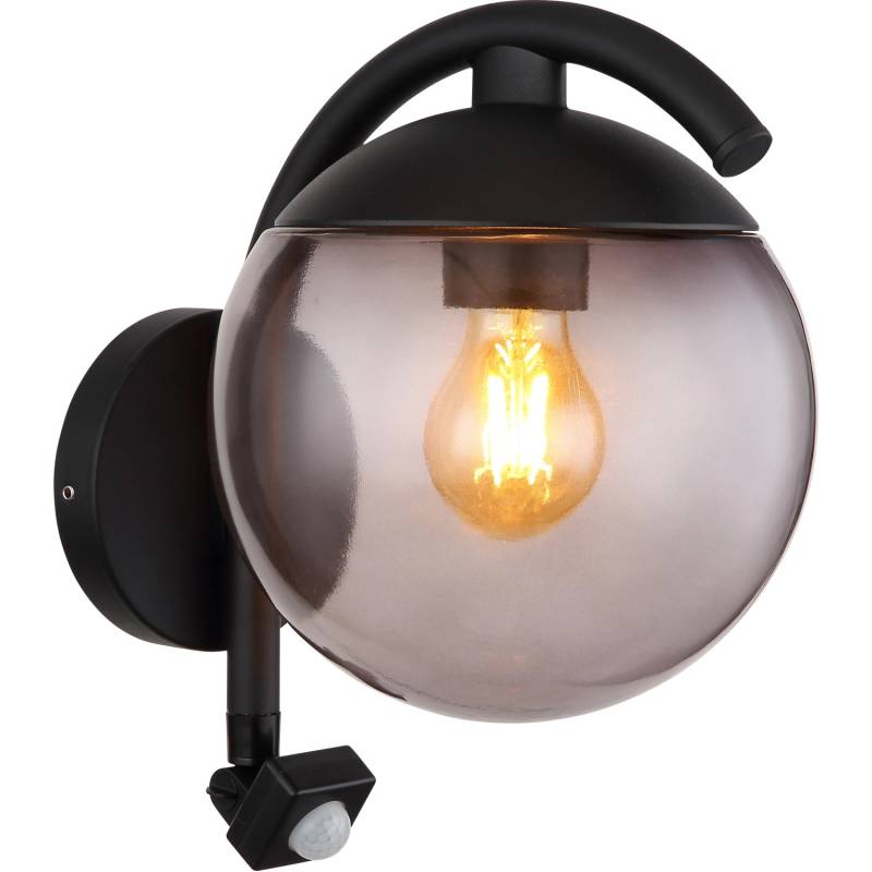 Globo Außenleuchte mit Bewegungsmelder 1-flammig Schwarz-Rauchfarben 200x245 mm von Globo