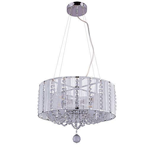 Globo Decken Pendel Leuchte Kristall Hänge Lampe Chrom Ess Zimmer Kronleuchter Luster silber-metallic 15091H von Globo