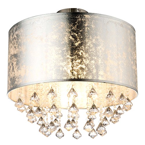 GLOBO Deckenlampe Deckenleuchte Kronleuchter Kristalllampe Blattsilber Textil von GLOBO