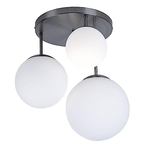 Globo Deckenlampe Wohnzimmerleuchte Kugel Deckenleuchte Glas satiniert, unterschiedliche große Lampenschirme, 3x E27, DxH 46,5x44 cm von Globo