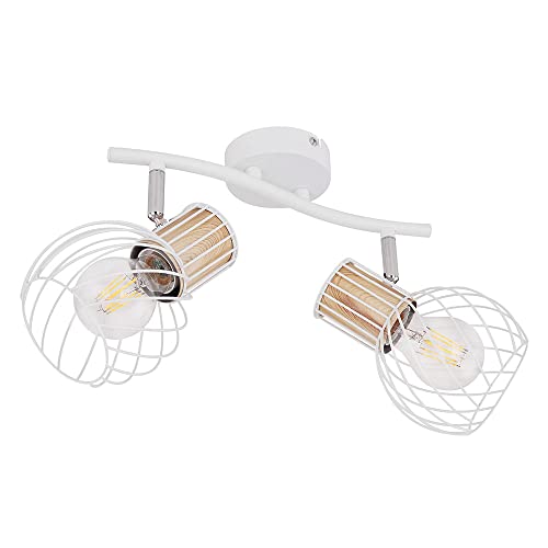 GLOBO Deckenleuchte 2 Flammig Spotleuchte schwenkbar Deckenlampe Gitterschirme, Metall Holz, 2x E27 Fassungen, LxBxH 29,6x23x18,5 cm GLOBO Deckenleuchte 2 Flammig Spotleuchte schwenkbar Deckenlampe Gitterschirme, Metall Holz, 2x E27 Fassungen, LxBxH 29,6x23x18,5 cm von GLOBO