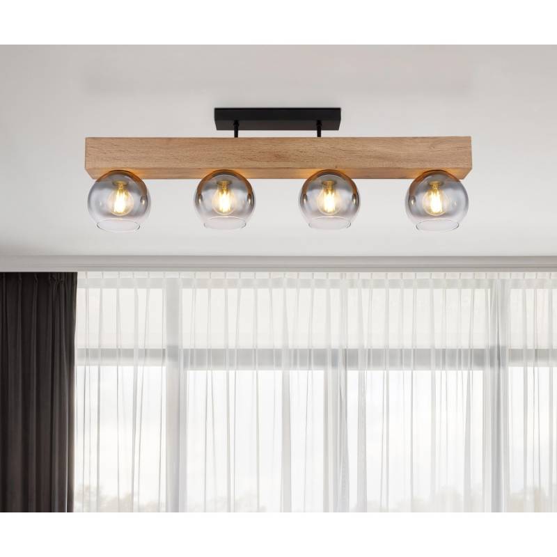 Globo Deckenleuchte Moitas 4-flammig Schwarz matt-Rauchfarben 900 x 150 x 280 mm von Globo