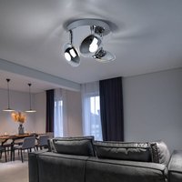 Globo - Deckenleuchte schwenkbar Spotrondell 3 Flammig Deckenlampe Chrom, Acryl satiniert, 3x led 6W 350Lm warmweiß, DxH 20x15 cm von Globo