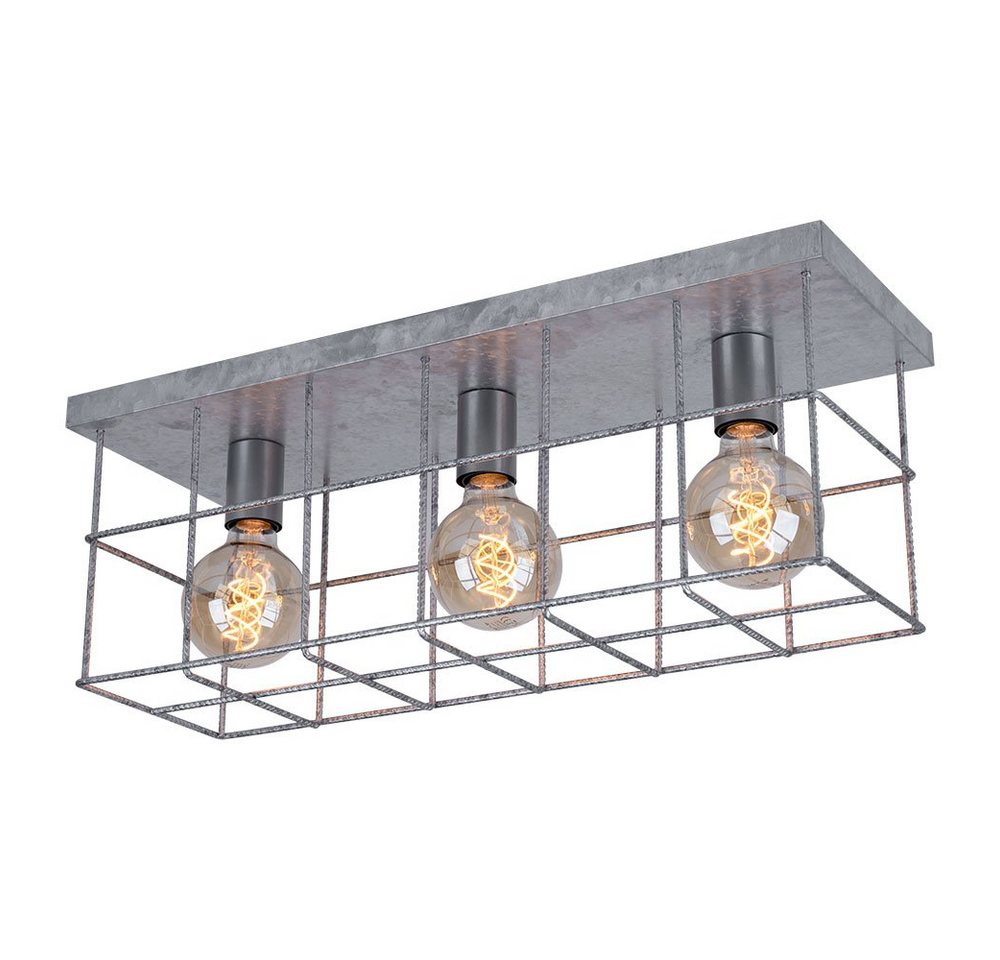 GLOBO LIGHTING Deckenstrahler, Leuchtmittel nicht inklusive, Deckenleuchte Lampe 3 flammig Käfig Betonstahl-Gitter zinkfarbig GLOBO LIGHTING Deckenstrahler, Leuchtmittel nicht inklusive, Deckenleuchte Lampe 3 flammig Käfig Betonstahl-Gitter zinkfarbig von GLOBO LIGHTING