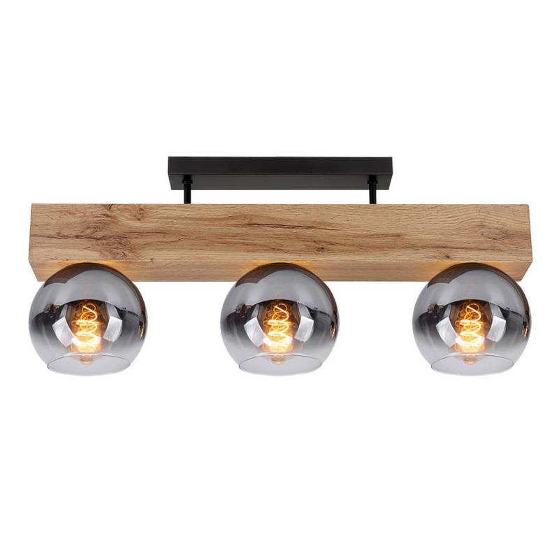GLOBO LIGHTING Kugelleuchte, Leuchtmittel nicht inklusive, Deckenleuchte Schlafzimmerlampe Deckenstrahler Holzoptik 3-flammig von GLOBO LIGHTING