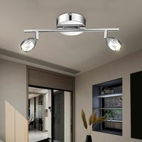 Deckenstrahler 2 flammig led Deckenlampe Chrom Wohnzimmerlampe silber, Chrom Spots verstellbar, 2x 5W 400lm warmweiß, LxB 38 x 13 cm von Globo