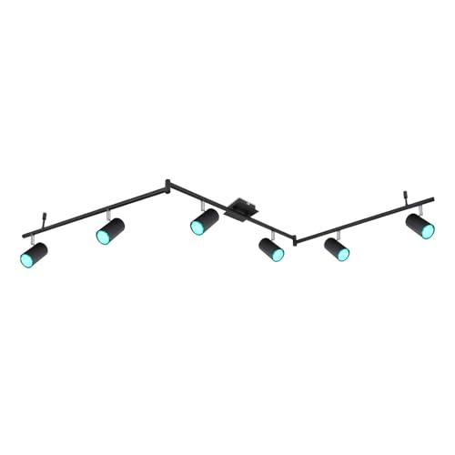 GLOBO Deckenstrahler 6 flammig Spotleiste Fernbedienung Deckenleuchte Deckenlampe schwarz Metall, Farbwechsler Dimmbar Memoryfunktion, Spots flexibel, 6x RGB LED 3,5W 290Lm, LxBxH 180x10x18,5 cm von GLOBO