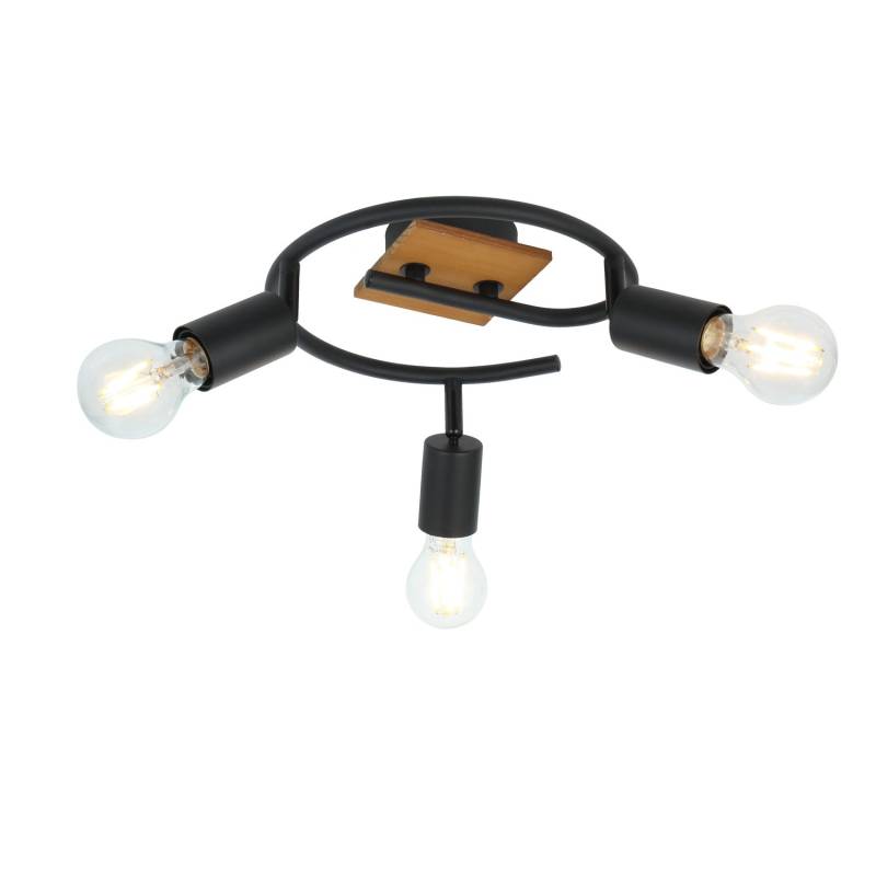 Globo Deckenstrahler Martha Holzfarben/Schwarz 3-flammig Globo Deckenstrahler Martha Holzfarben/Schwarz 3-flammig von Globo