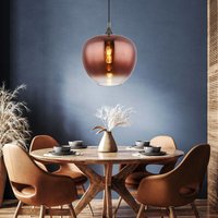 Hängeleuchte Glas kupfer Pendelleuchte Retro Esszimmerleuchte schwarz, E27 Fassung, DxH 29x120 cm von Globo