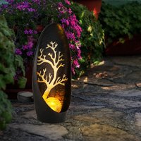 Gartendeko Solarlampen für Außen Outdoor Balkon Deko schwarz silber Baum Glaskugel, IP44 Akku Metall, 1x led, LxBxH 14x7x30cm von Globo