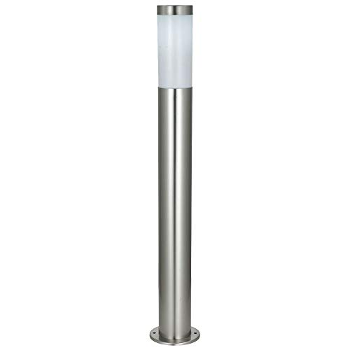 GLOBO Gartenlampe Außen Stehleuchte LED Wegeleuchte Edelstahl Standleuchte Säule, 1x E27 LED 7 Watt warmweiß, 12,7 x 110 cm von GLOBO