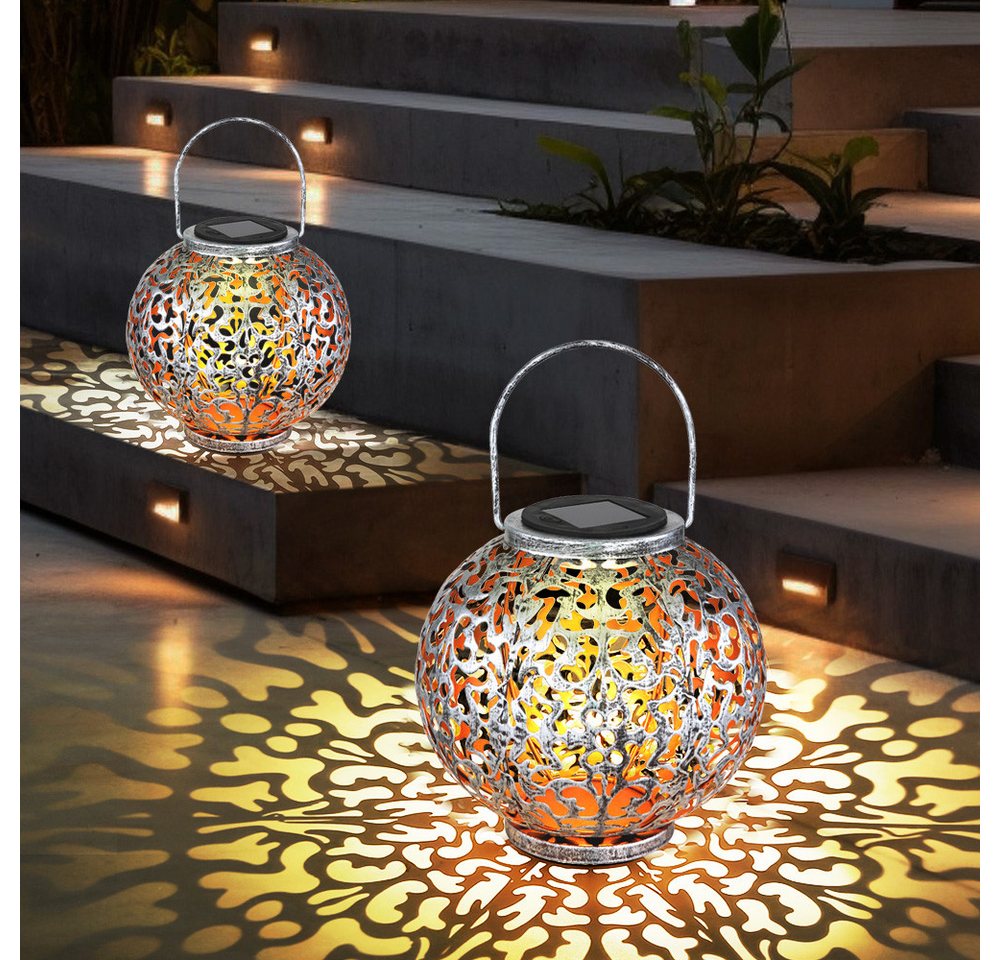 Globo Gartenleuchte, LED-Leuchtmittel fest verbaut, Warmweiß, Solar Lampe Outdoor Solarleuchte orientalisch LED Solar Laterne Außen von Globo