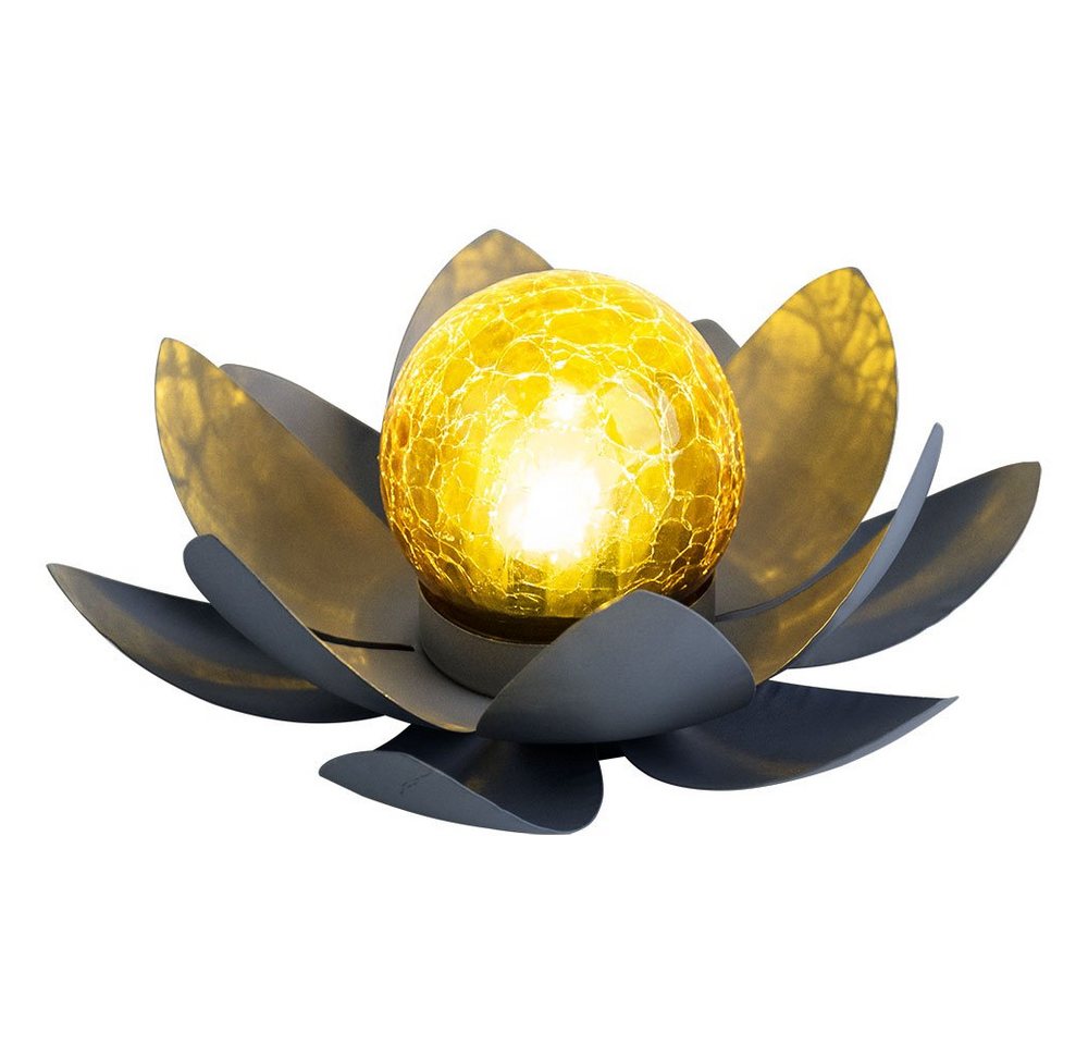 Globo LED Solarleuchte, LED-Leuchtmittel fest verbaut, LED Solar Außen Lampe Lotus Blume Garten Beleuchtung Seerosen Design von Globo