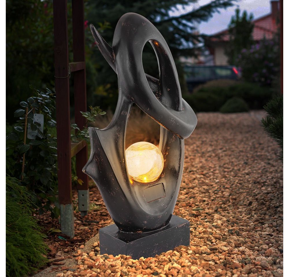 Globo Gartenleuchte, LED Solarlampe Gartendeko Skulptur mit Flammeneffekt von Globo