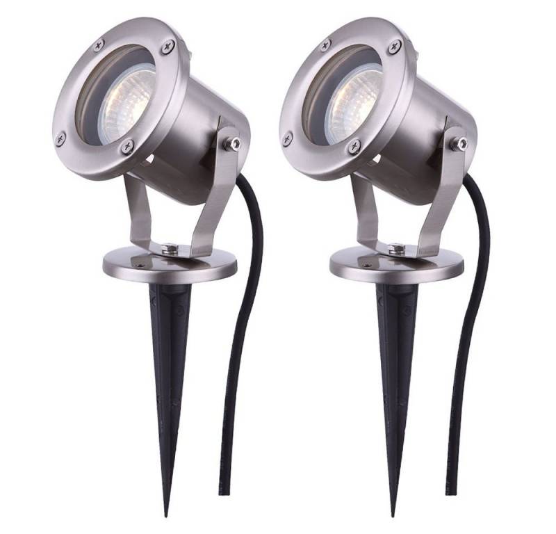GLOBO LIGHTING Gartenstrahler, Leuchtmittel nicht inklusive, Gartenleuchte GU10 mit Erdspieß Außenstrahler Boden 2er Set von GLOBO LIGHTING