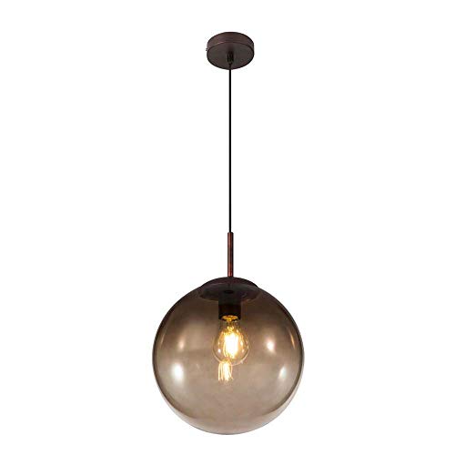 Globo Hänge Pendel Leuchte Glas Design Lampe Decken Kugel braun amber Wohn Zimmer Beleuchtung 15866, medium von Globo