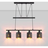 Hängelampe Esstisch Modern Pendelleuchte Höhenverstellbar Esstischlampe Höhenverstellbar, 4 Flammig schwarz gold, 4x E14, LxH 70 x 100-180 cm von Globo