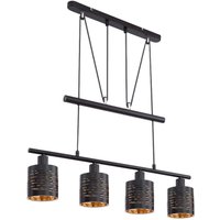Hängelampe Esstisch Modern Pendelleuchte Höhenverstellbar Esstischlampe Höhenverstellbar, 4 Flammig schwarz gold, 4x E14, LxH 70 x 100-180 cm von Globo